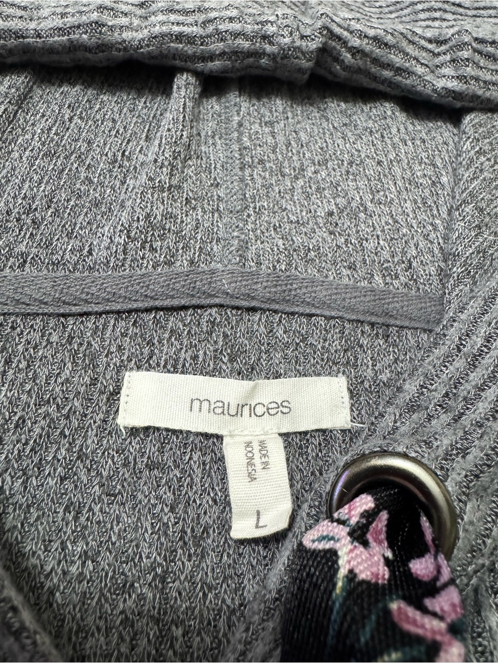 Gray Ribbed Lightweight Hoddie - Picture 4 of 8